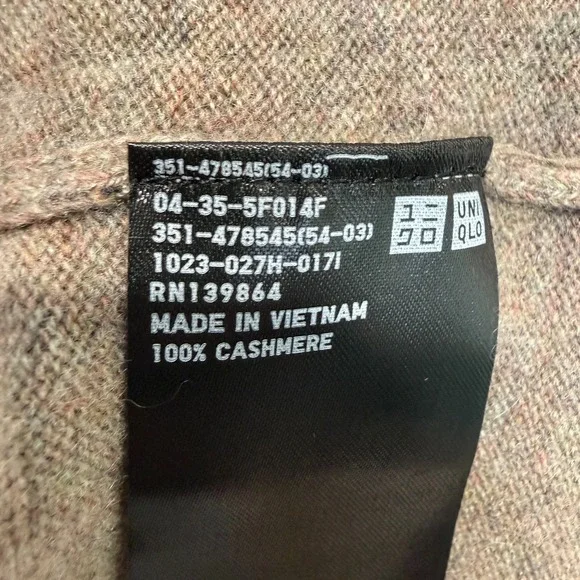 Uniqlo 100% Cashmere Sweater Mens 3XL Quarter Zip Soft Mock Neck Ribbed Hem NEW
